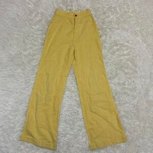 The Purple Gang Vintage Retro Fairycore 70s Boho Flare Yellow breathable Pants